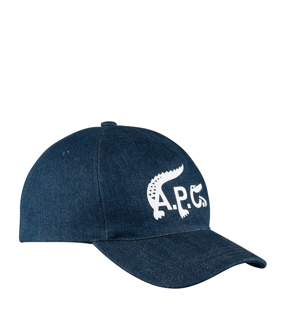 【預購】超強聯名 A.P.C. x Lacoste 限量聯乘系列 男女款 徽標單寧棒球帽 深藍