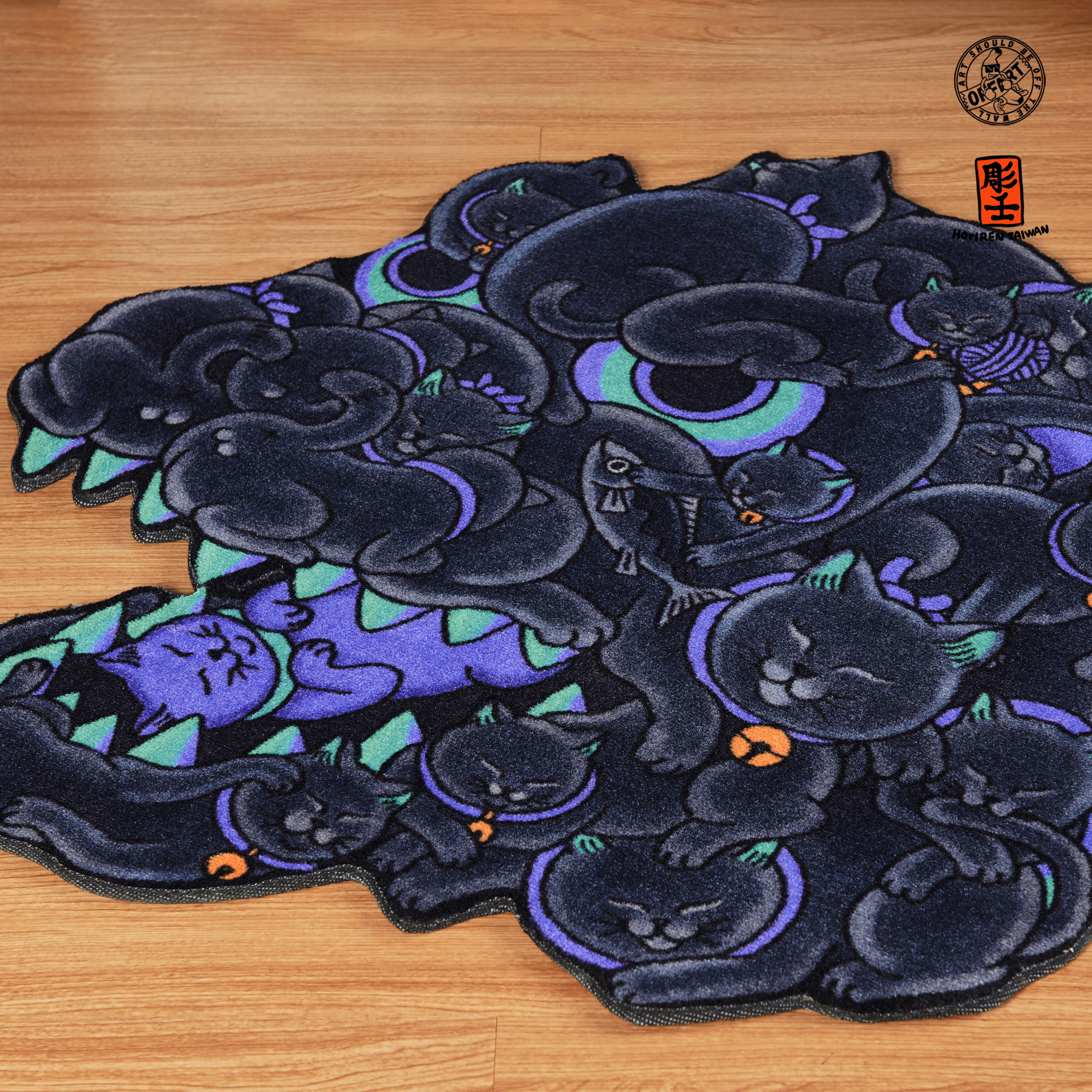 紅蓮百猫　カーペット　ラグ　雑貨　インテリア　ポップアート//OFF ART OFFART X Horiren Red Flame Hundred Cats Carpet Rug