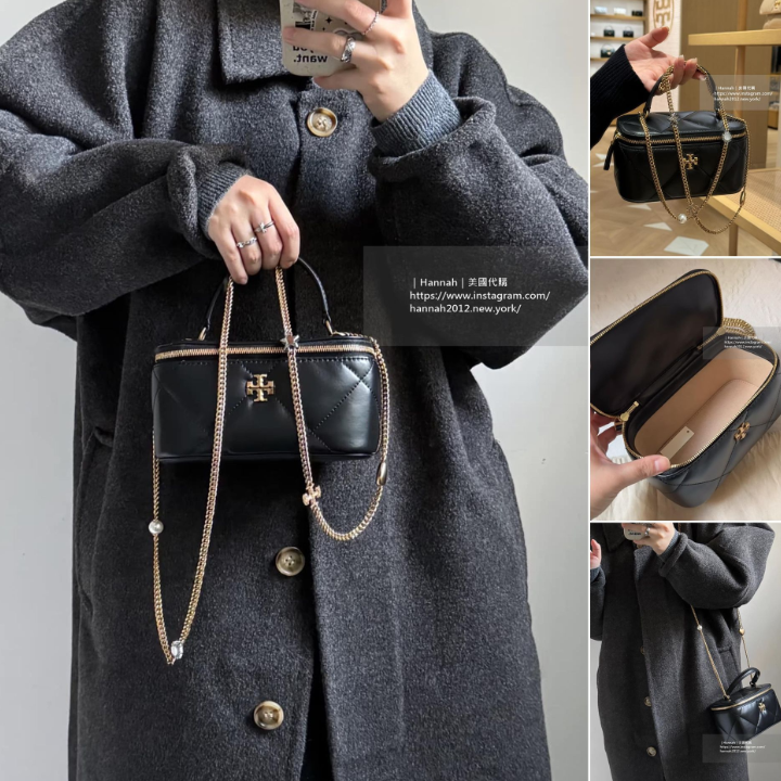 【預購】Vanity Case 爆款盒子包!Tory Burch 專櫃 KIRA絎縫真皮盒子包 超美鍊飾 經典黑_Hannah 美國代購