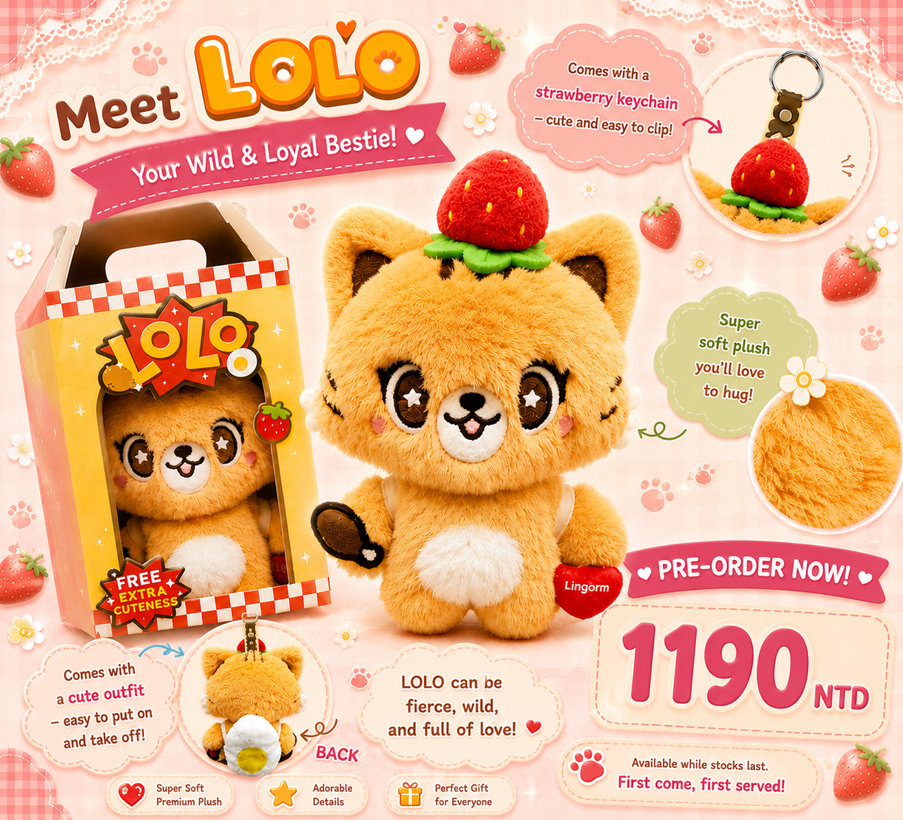 LOLO ぬいぐるみ マスコット Ling Orm 木老闆👱🏻‍♀️[現貨] LINGORM OFFICIAL MERCHANDISE-官方周邊玩偶